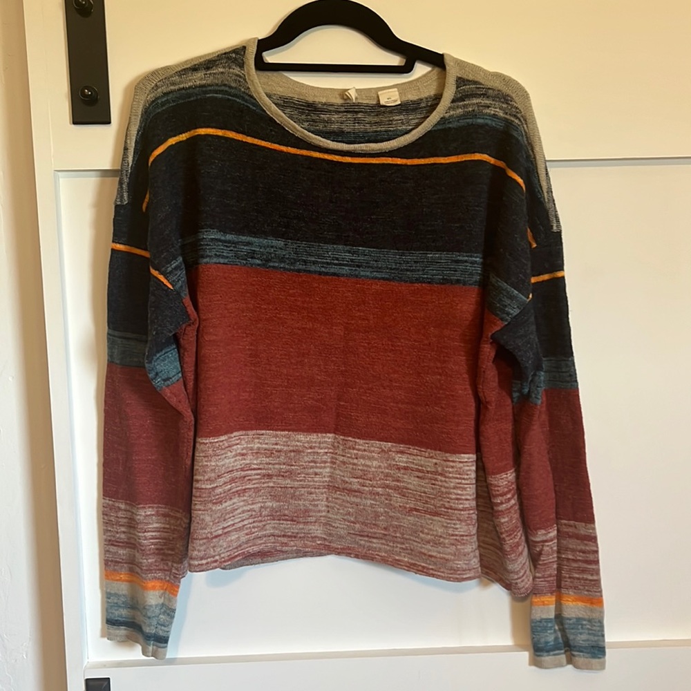 Anthropologie MOTH Sweater M/L Blocked Striped in Fall Colors
